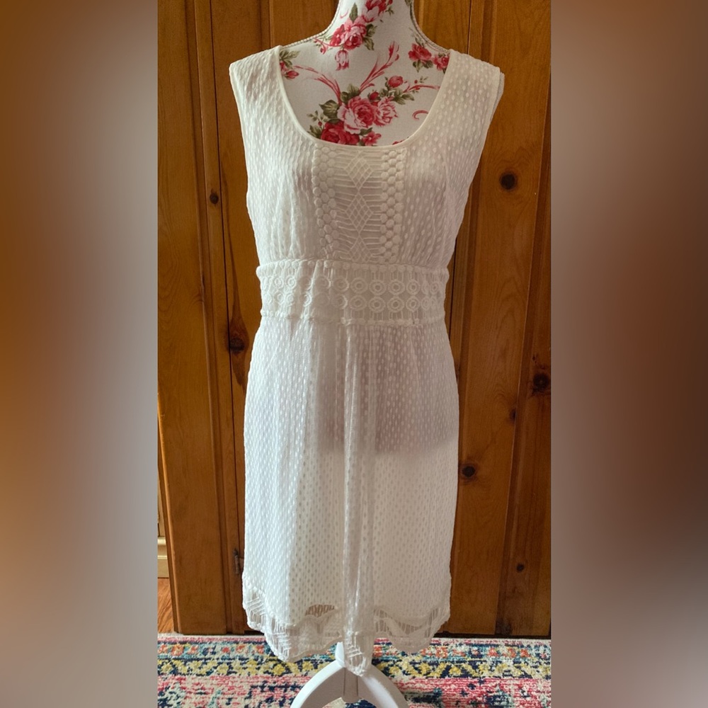 Max Studio Ivory Lace Overlay Dress - SZ XL